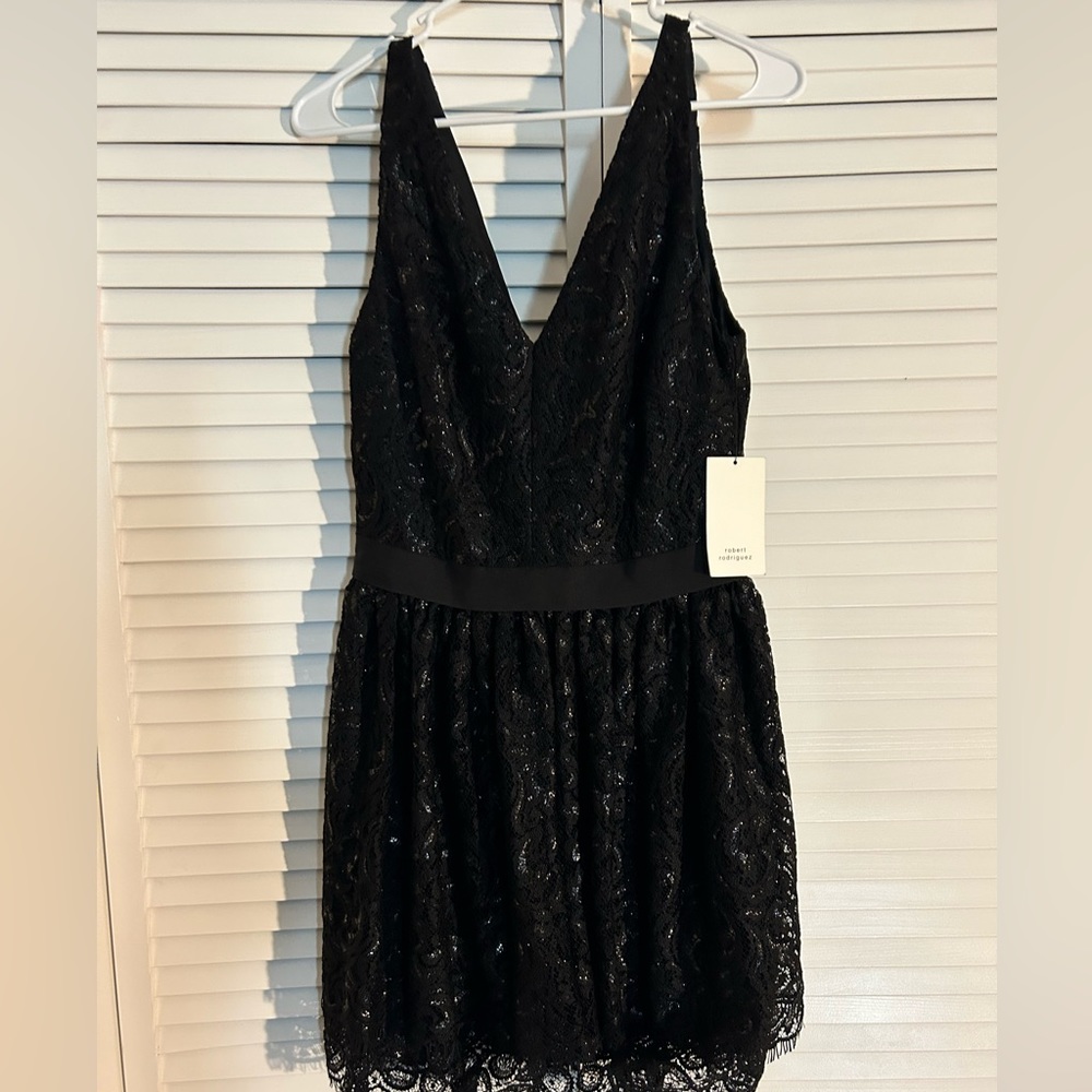 Robert rRodriguez Gothic black lace cocktail dress Size 6 side zipper closure